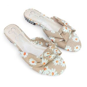 Jessica Simpson Burlap Knot Daisy Slide Sandals Size 8